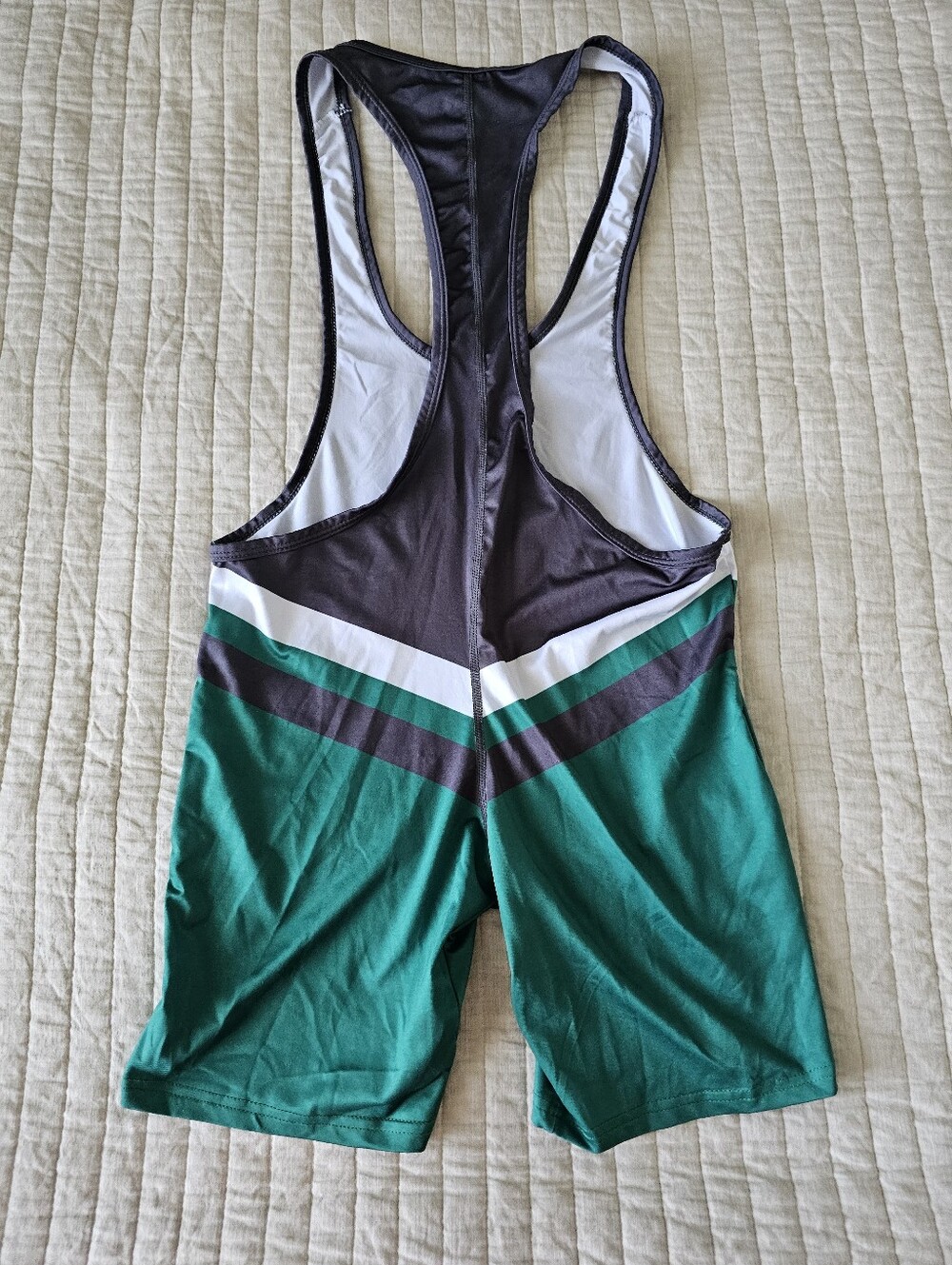 Men's Tauwell Athletic Wrestling Singlet Size Medium In Green And Grey